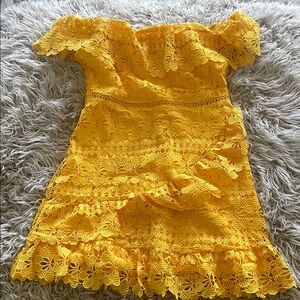 Lulu's Yellow Off-Shoulder Flutter Sleeve Sundress